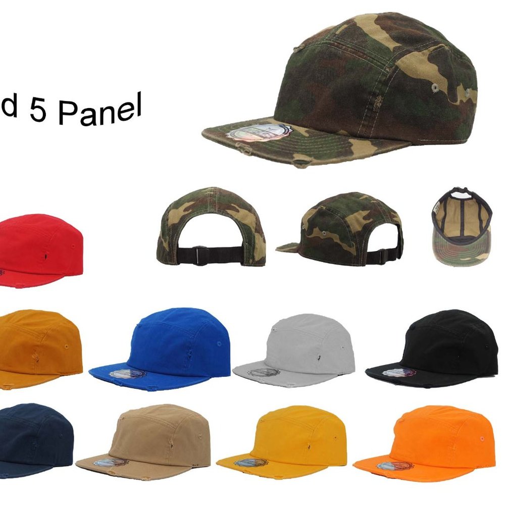 Distressed 5 panel Caps